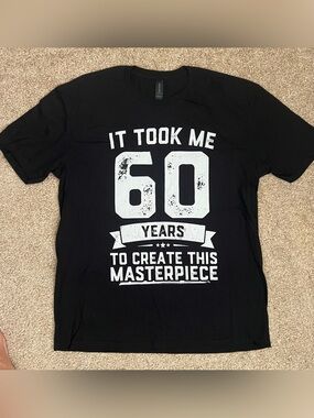Gildan Black Tee with White '60 Years' Graphic Men’s Size Large